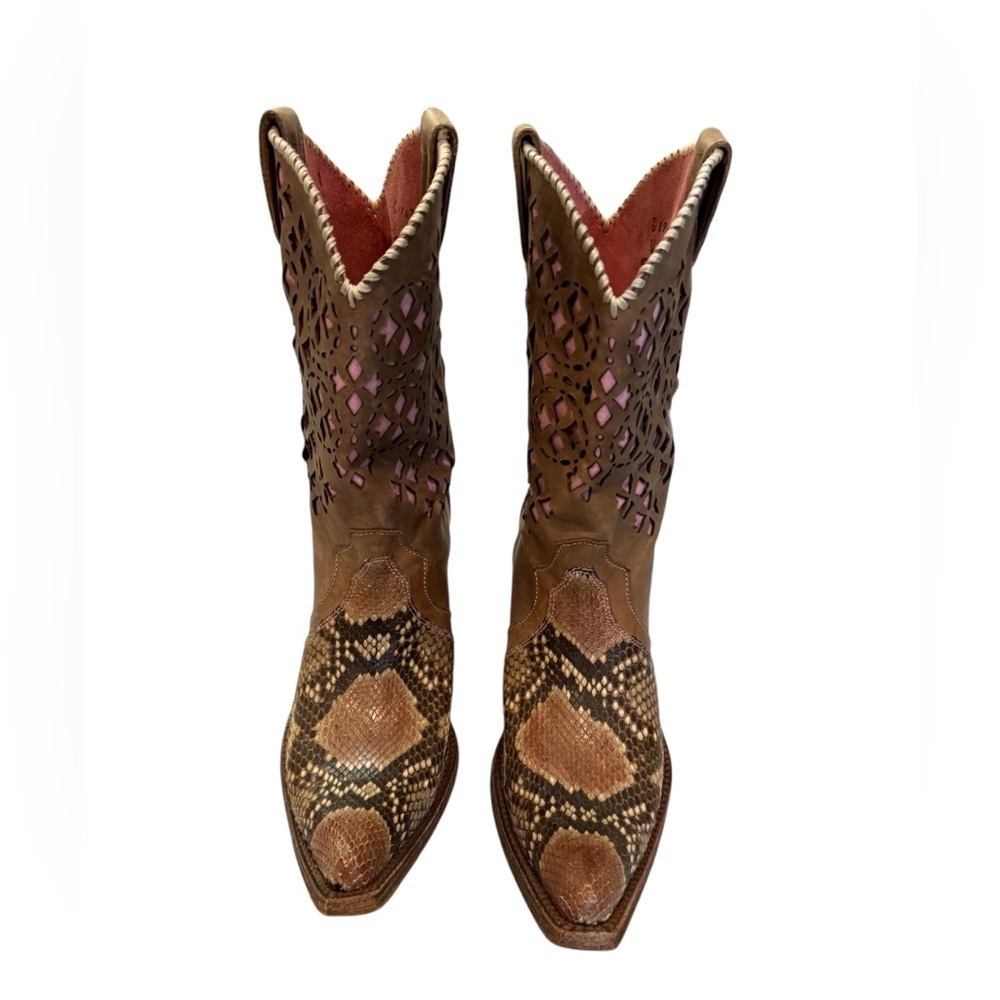 Corral Snakeskin Laser Cut Western Boots Size 9M - Picture 3 of 15